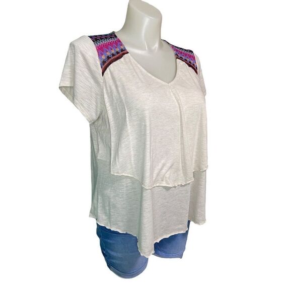 Cato Short Sleeve Bohemian Layered Colorful Embroidered Tee Plus Size 18/20W - Picture 14 of 16